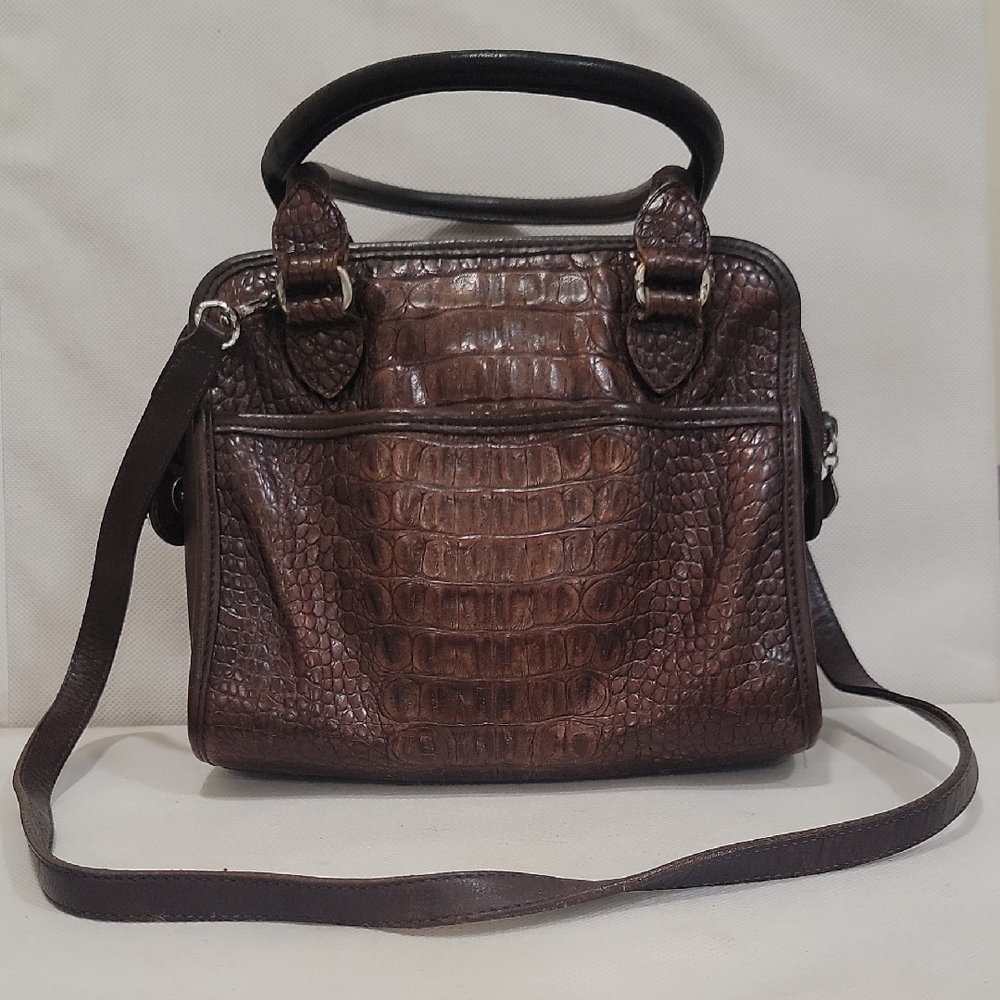 Brighton Brown Leather Crocodile Pattern Crossbody Handbag